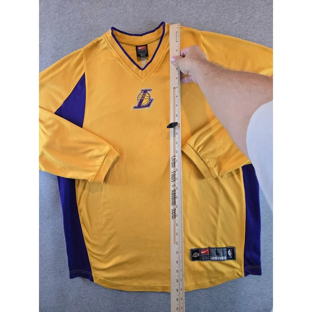 Vintage Nike Warm Up Shirt Mens Large Gold 2002-03 Los Angeles Lakers NBA Y2K